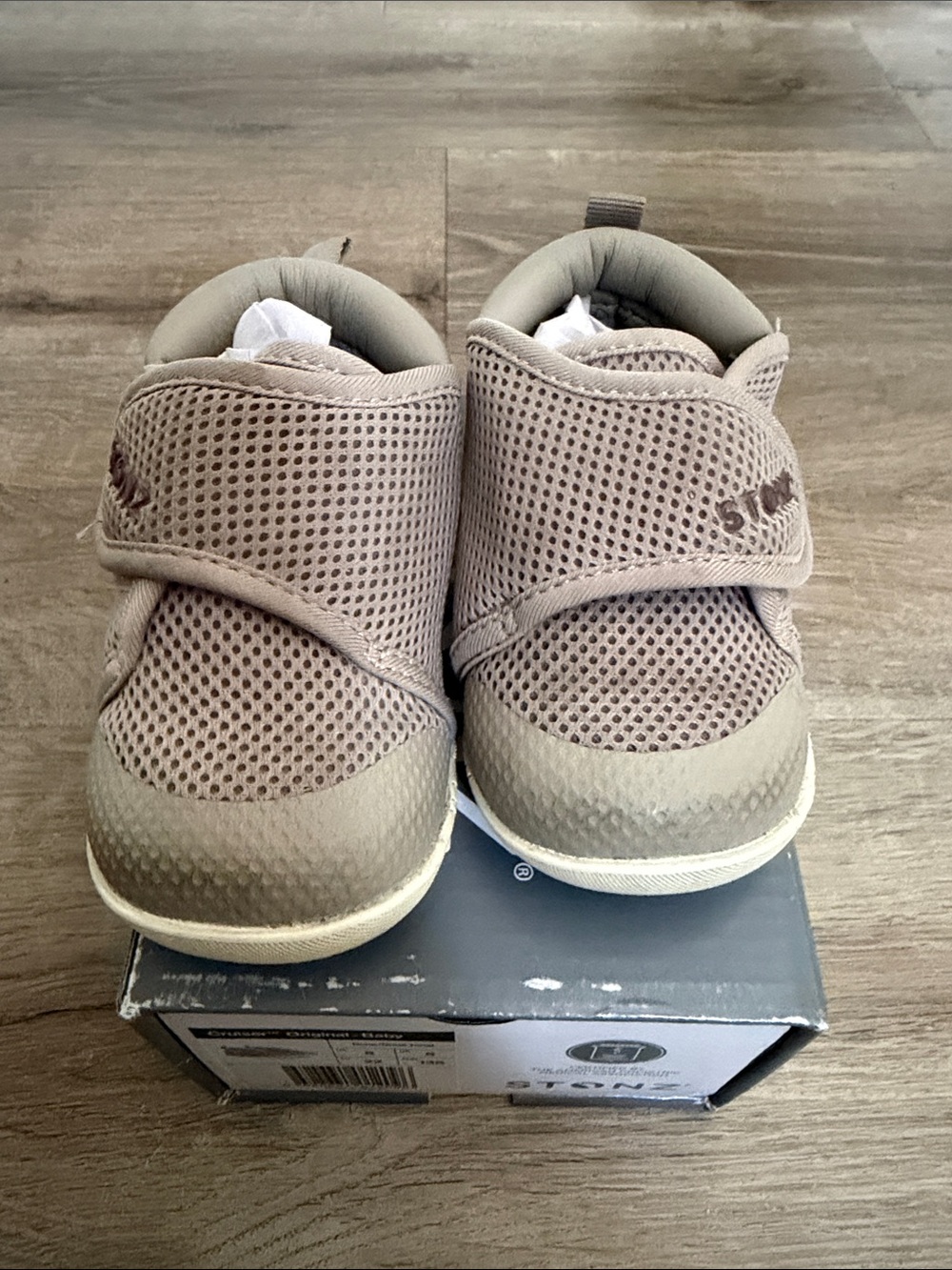 Stonz Baby & Walker Mesh Velcro Shoes in Taupe